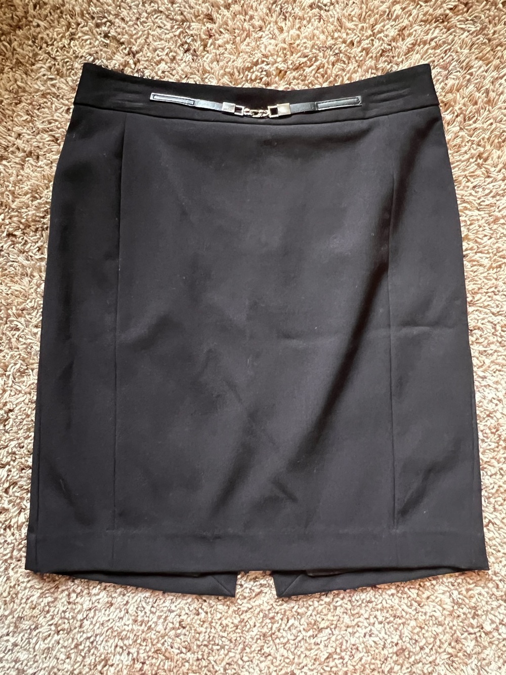 Metaphor Classic Black Pencil Skirt with Decorative Waist Detail